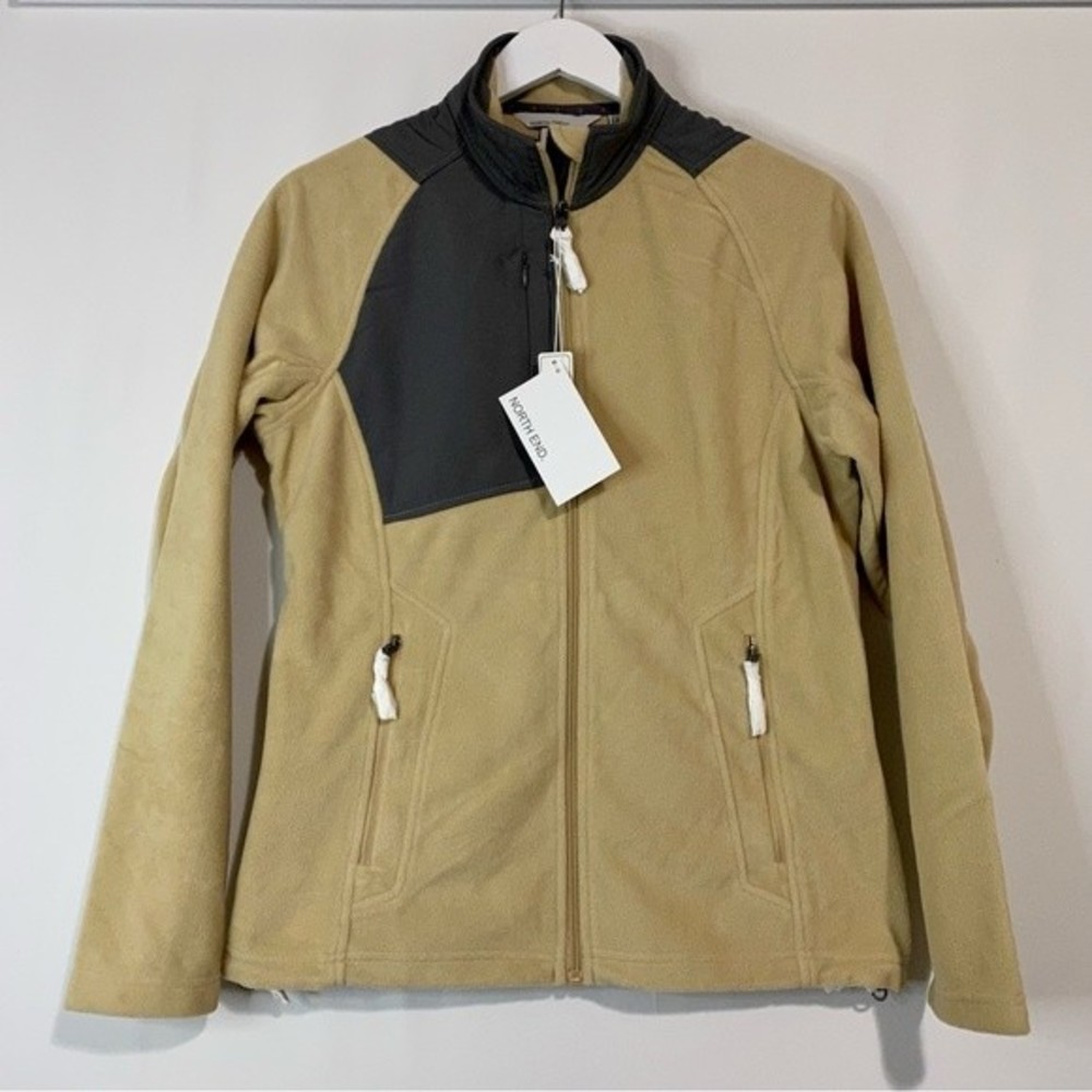 North End Women’s Casual Fleece Zip Up Jacket Stone Graphite Size Medium NWT